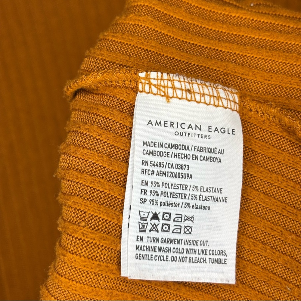 American Eagle Cable Knit Balloon Sleeve Sweater XSmall Burnt Orange Fall Womens - Picture 3 of 4